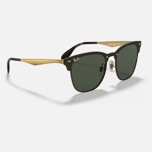 RAY BAN Blaze Clubmaster Sunglasses - Gold - Like New ✨😎